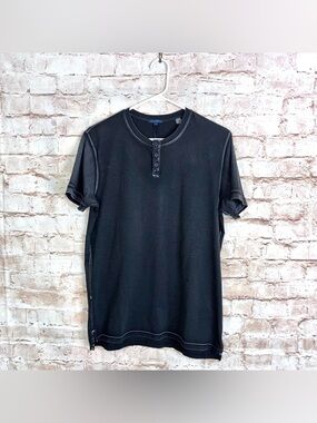 Patrick Assaraf Men’s Vintage Wash Stretch-Pima Henley Size Small NEW